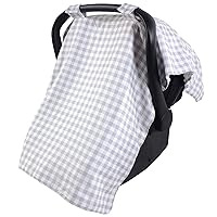 Hudson Baby Unisex Baby Reversible Car Seat and Stroller Canopy, Gray Gingham, One Size