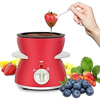 Mini Electric Fondue Pot Set with Dipping Forks, Chocolate Melts Candy Melts Fondue Pot, Melting Chocolate Small Pot for Chocolate Caramel Cheese (red)