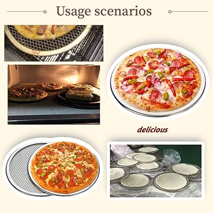 6 Packs Aluminum Alloy Pizza Pan with Holes, 12 Inch Commercial Grade Pizza / Baking Screen for Oven Round Pizza Crisper Tray Pizza Baking Tray for Home Restaurant, Seamless (12-Inch, Pack of 6)