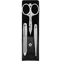 ZWILLING TWINOX manicure nail set 3 pieces, pedicure care for hands and feet made of nappa leather, travel size, Black