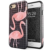 Compatible with iPhone 7/8 / SE 2020 Pink Flamingo Tropical Bird Summer Heavy Duty Shockproof Dual Layer Hard Shell + Silicone Protective Cover