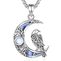 CELESTIA Moon Pentagram Mushroom Necklace with Moonstone 925 Sterling Silver Wicca Witchcraft Pagan Wiccan Jewellery Witchy Gifts for Women