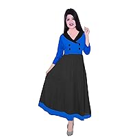 Blue Color Women's Long Dress Casual Tunic Maxi Dress Plus Size