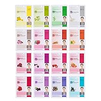 DERMAL 16 Combo Pack B Collagen Essence Korean Face Mask - Hydrating & Soothing Facial Mask with Panthenol - Hypoallergenic Self Care Sheet Mask for All Skin Types - Natural Home Spa Treatment Masks