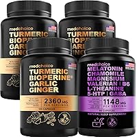 4-in-1 Turmeric Curcumin w Bioperine 2360mg (120 ct) Pack of 3 and 10-in-1 Melatonin 6mg Sleep Support (90 ct) Pack of 1, Sleep Supplements for Adults & Curcumin Supplements for Joint and Digestion
