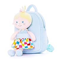 Toddler Kids Backpack with Soft Baby Dolls in Plaid Dress 9.5