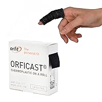 Orficast Easy-Form Splinting Material Heat-Activated Thermoplastic Tape For Trigger Finger, Thumb, Arthritis Pain Relief, Hand Support 1” x 9’, Black, One Roll