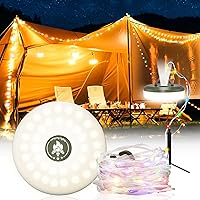 Camping String Lights, Outdoor String Lights with 8 Lighting Modes, Quick Storage, Sturdy and Waterproof, Type-C Fast Charging - Portable 2 in 1 Camping Lights for Camping, Christmas, Outdoor(29.5ft)