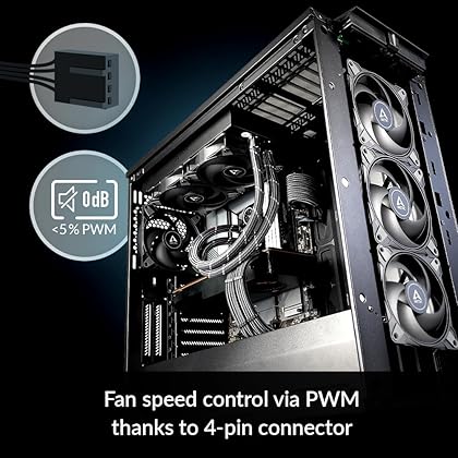 ARCTIC P12 Max - High-Performance 120 mm case Fan, PWM Controlled 200-3300 RPM, optimised for Static Pressure, 0dB Mode, Dual Ball Bearings - Black