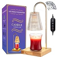 Candle Warmer Lamp with Timer - 2 Bulbs, Vintage, Electric Dimmable Melter for Jar Candles - Safe and Efficient Melting of Scented Wax for Home Decor (Clear)