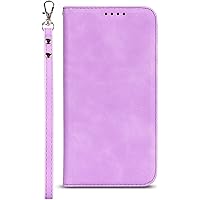 CaseWallet Case for iPhone 13 Pro Max/13 Pro/13/13 Mini, PU Leather Folio Flip Magnetic Phone Cover with Credit Card Holder Wristband Kickstand (Color : Purple, Size : 13 Pro Max 6.7
