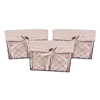 DII Farmhouse Chicken Wire Storage Baskets with Liner, Small, Rustic Natural, 9x7x6