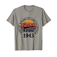 Best Of April 1943 80th Birthday Gift For 80 Years Old T-Shirt