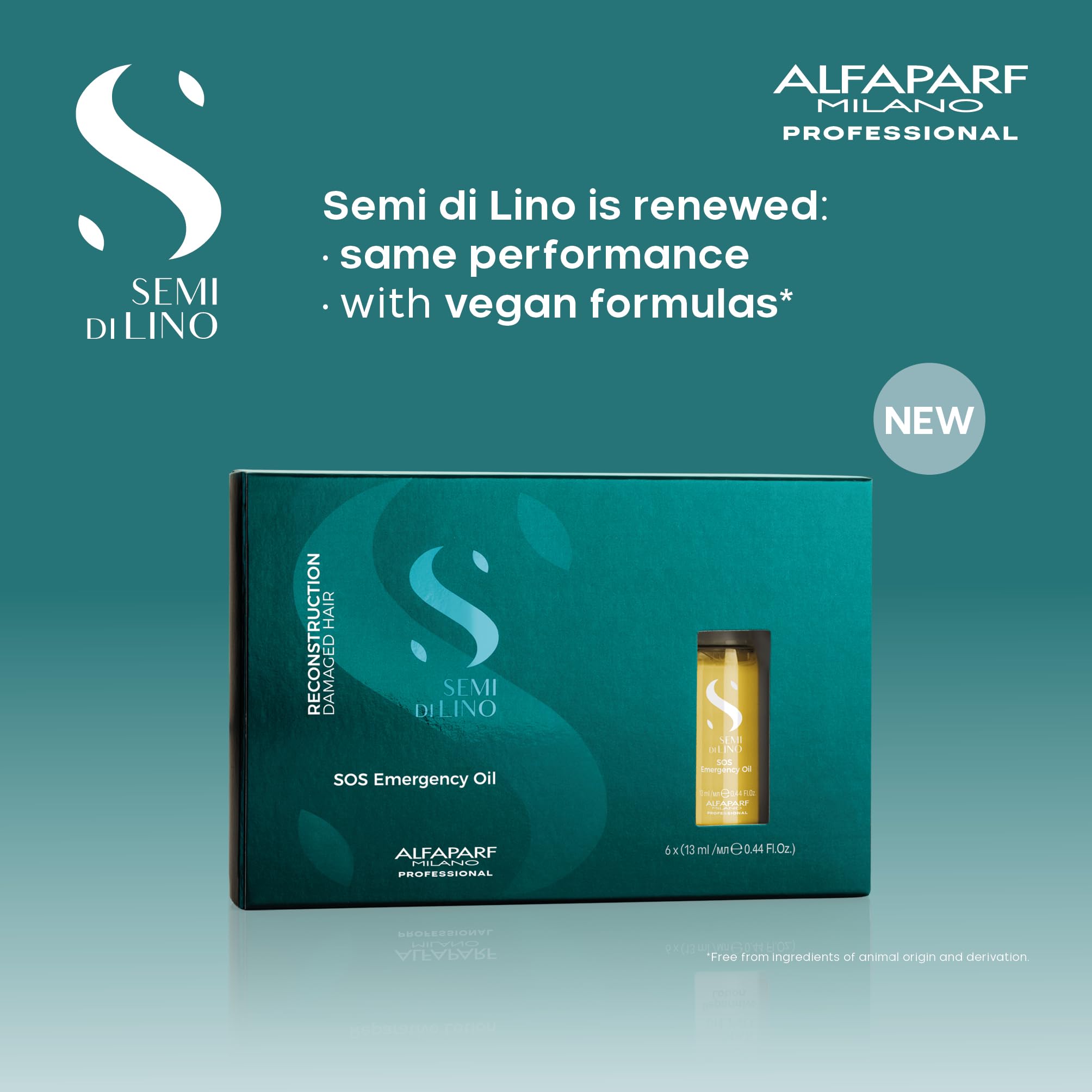 Alfaparf Milano Semi di Lino Reconstruction Reparative SOS Emergency Oil for Damaged Hair - Includes 6 Vials - Vegan Formula - Repairs, Provides Shine and Softness - 2.64 fl. oz.