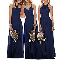 Women's A Line Halter Bridesmaid Dresses Long Chiffon Evening Formal Party Gowns