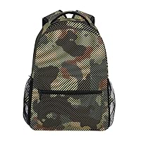 ALAZA Green And Brown Camo Camoflauge Striped Large Backpack Personalized Laptop iPad Tablet Travel School Bag with Multiple Pockets