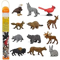 Safari Ltd. Nature TOOB - 12 Mini Figurines with Rabbit, Beaver, Doe, Gray Wolf, Fox, Black Bear, Moose, Mountain Lion, Bald Eagle, and More - Educational Toy for Boys, Girls & Kids Ages 3+