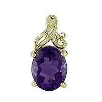 Amethyst Natural Gemstone Oval Shape Pendant 925 Sterling Silver Anniversary Jewelry | Yellow Gold Plated