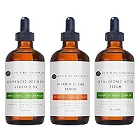 Kate Blanc Cosmetics Anti Aging Serum Set for Women & Men - 98% Natural, 72% Organic. Vitamin C Serum, Hyaluronic Acid Serum, Retinol Serum for Face. Anti Wrinkle & Dark Spot Corrector