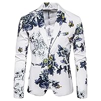 Mens Suit Jacket Slim Fit Printed One Button Floral Casual Blazer Sports Coat