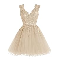 Women's V Neck Ball Gown Lace Homecoming Dress Short Cocktail Dresses
