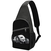 Panda Bear Gym Workout Weightlifting Crossbody Sling Backpack Adjustable Straps Chest Bag for Hiking Traveling Outdoors