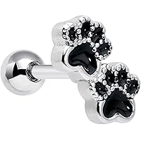 Body Candy 16G Womens 316L Stainless Steel Paw Print Top Ear Cartilage Earring Helix Tragus Jewelry 1/4