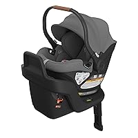 Aria Lightweight Infant Car Seat/Just Under 6 lbs for Easy Portability/Base with Load Leg + Infant Insert Included/Direct Stroller Attachment/Greyson (Charcoal Mélange/Saddle Leather)