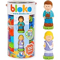 – Tube of 100 with 2 3D Family Figures – from 12 Months – Made in Europe – Construction Toy for Ages 1 – 503664 Multi-Coloured