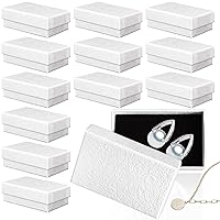 18 Pack White Square Cardboard Earring Ring Boxes Necklace Boxes Jewelry Gift Boxes Cotton Filled Cardboard Paper Jewelry Case,2x3.15x1.2 inches