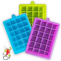 Ice Cube Tray 3 Pack Silicone Ice Tray with Removable Lid Easy Release Crushed Ice Trays for Freezer Stackable 24 Cavities Flexible Ice Cube Molds for Cocktail, Whiskey
