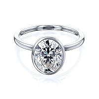 Kobelli 3.00ct Oval Pret 3X Moissanite Bezel Ring