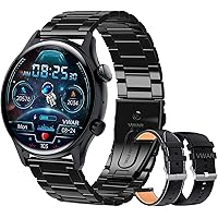GABLOK Smartwatches Men's Screen Always Shows Bluetooth Calls Women's Sports and Fitness Electronics (Color : Steel Black, Size : 1)