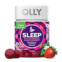 Sleep Gummy, Occasional Sleep Support, 3 mg Melatonin, L-Theanine, Chamomile, Lemon Balm, Sleep Aid, Strawberry, 60 Count (Pack of 1)