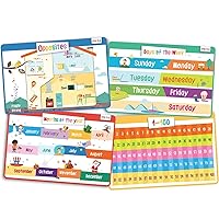 merka Silcone Placemats for Toddlers Kids Placemat Educational Placemats for Kids Placemats for Dining Table Toddler Placemat Set of 4 Mats Opposites, Days Months Numbers 1-100