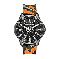 Skechers Men's San Vicente Three Hand Date Silicone Watch, Color: Black/Orange Camo (Model: SR5209)