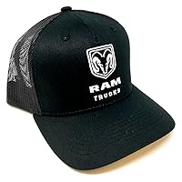 RAM Trucks Logo Black Mesh Trucker Curved Bill Adjustable Snapback Hat