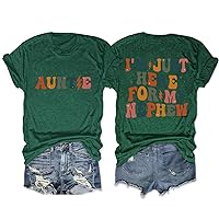 I'm Just Here for My Nephew Shirt for Women Funny Letter Print Tees Short Sleeve Crew Neck Tops Summer Casual Tees