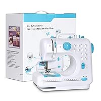 NEX Portable Sewing Machine Double Speeds for Beginner, Kids Sewing Machine with Reverse Sewing and 12 Built-In Stitches, Blue