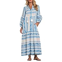 Two-Tone Cover-Up Maxi Dress M, White/Blue