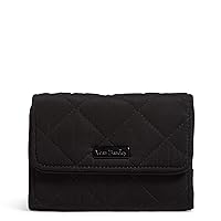 Vera Bradley Women's Performance Twill Riley Compact Wallet With RFID Protection, Black, One Size