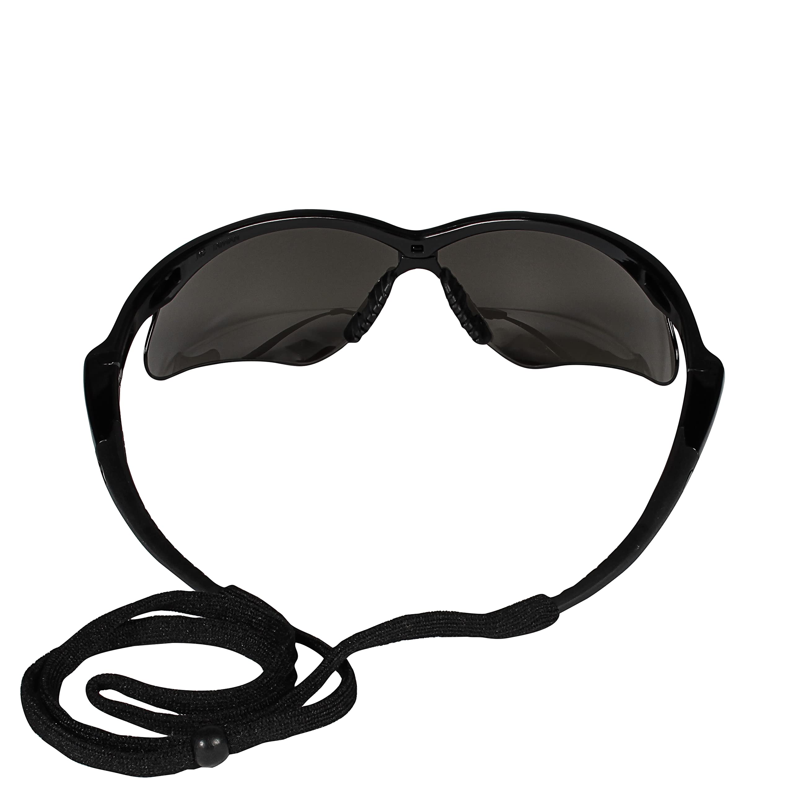 KleenGuard™ V30 Nemesis™ Safety Glasses (25688), with Mirror Coating, Smoke Lenses, Black Frame, Unisex Sunglasses for Men and Women (Qty 12)