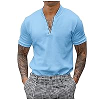 T-Shirts for Man,Plus Size Summer Sport Short Sleeve Top Polo Shirt Zipper Trendy Golf Outdoor T Shirt Blouse