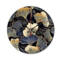 Japan Ginkgo Tree Leaf Floral .png Wooden Wall Clocks Non-Ticking Retro Clock Home Office Kitchen Farmhouse Decor 25 * 25cm