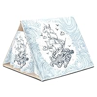 Guinea Pig Hideout House Bed, Hand Drawn Boat with Waves Rabbit Cave, Squirrel Chinchilla Hamster Hedgehog Nest Cage