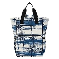 Summer Palm Tree Blue Custom Diaper Bag Backpack Personalized Name Baby Bag for Boys Girls Toddler Multifunction Travel Back Pack for Mom Maternity Dad with Stroller Straps