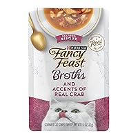 Purina Fancy Feast Lickable Wet Cat Food Broth Topper Seafood Bisque and Accents of Real Crab - (Pack of 16) 1.4 oz. Pouches