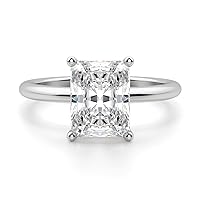 2CT Radiant Cut Colorless Moissanite Engagement Ring Wedding Bridal Ring Set, Diamond Ring, Anniversary Solitaire Halo Accented Promise Vintage Antique Gold Silver Ring Siyaa Gems
