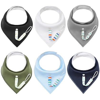 HIYYUE Baby Bibs 6 Pack Soft and Absorbent Baby Unisex Bandana Drool Bibs for Boys Girls Multifunctional 2 in 1 bibs.