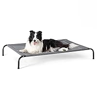 Bedsure Elevated Raised Cooling Cots Bed for Large Dogs, Portable Indoor & Outdoor Pet Hammock with Skid-Resistant Feet, Frame with Breathable Mesh, Grey, 49 inches